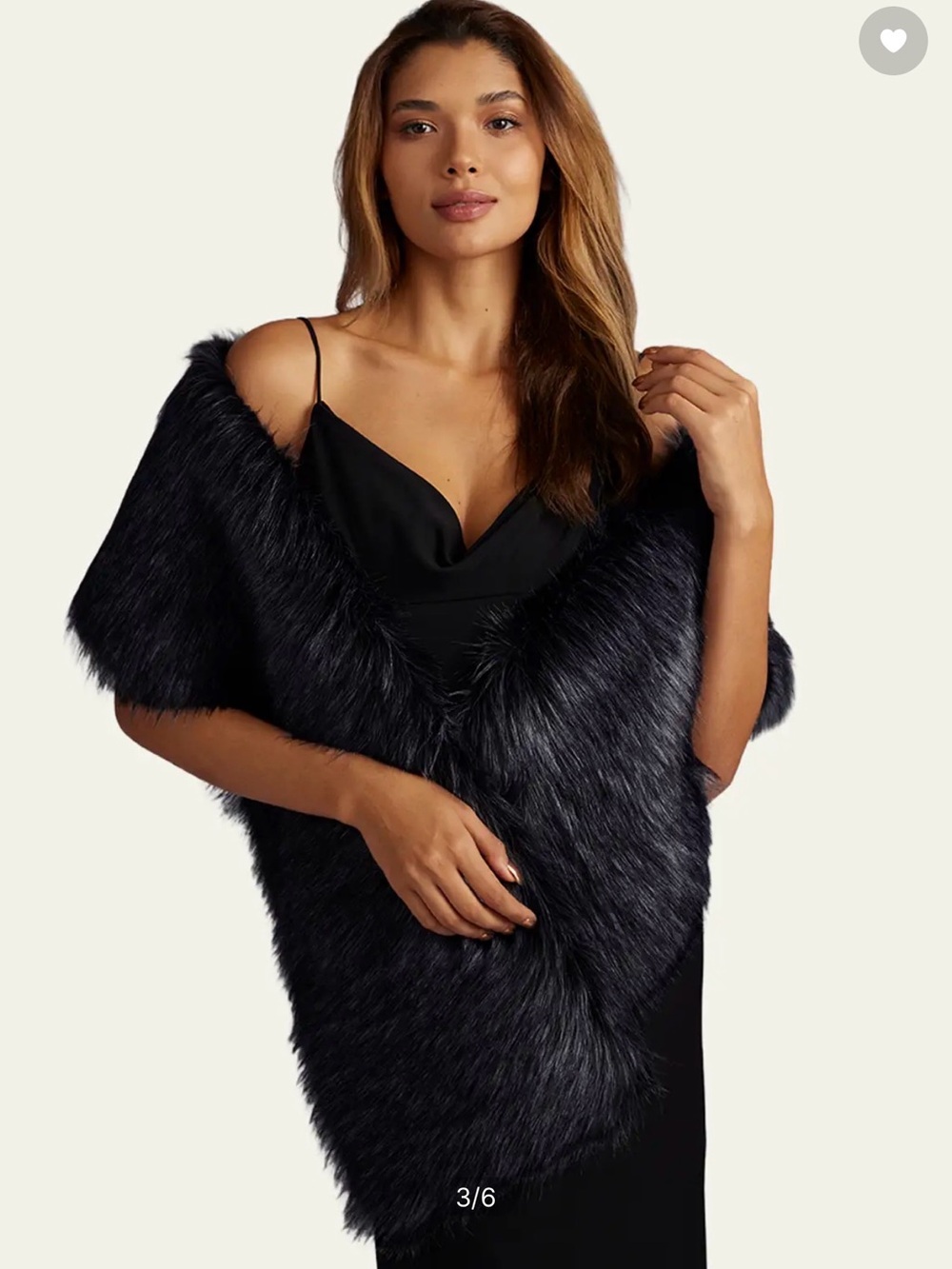 Azazie Black Faux Fur Shawl Wrap - Picture 1 of 2